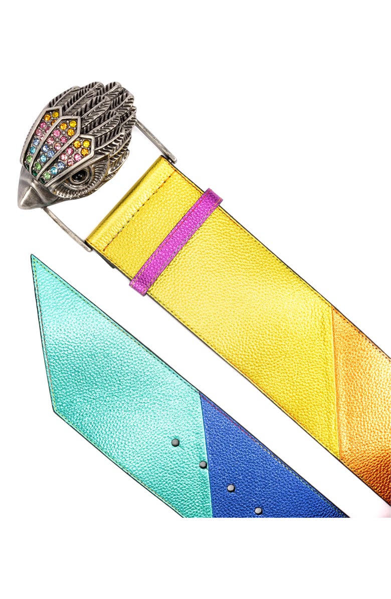 Kurt Geiger London Metallic Rainbow Leather Belt, Alternate, color,