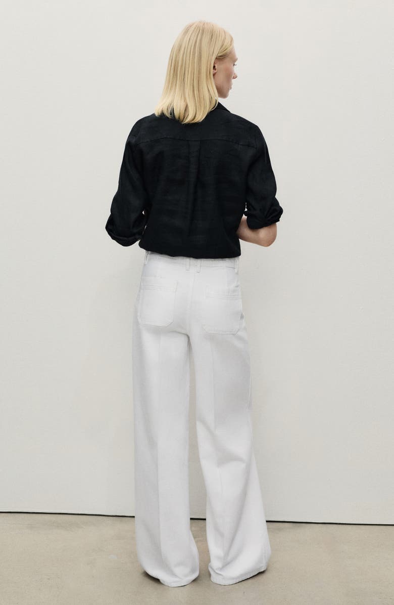 MANGO Patch Pocket High Waist Wide Leg Jeans, Alternate, color, White