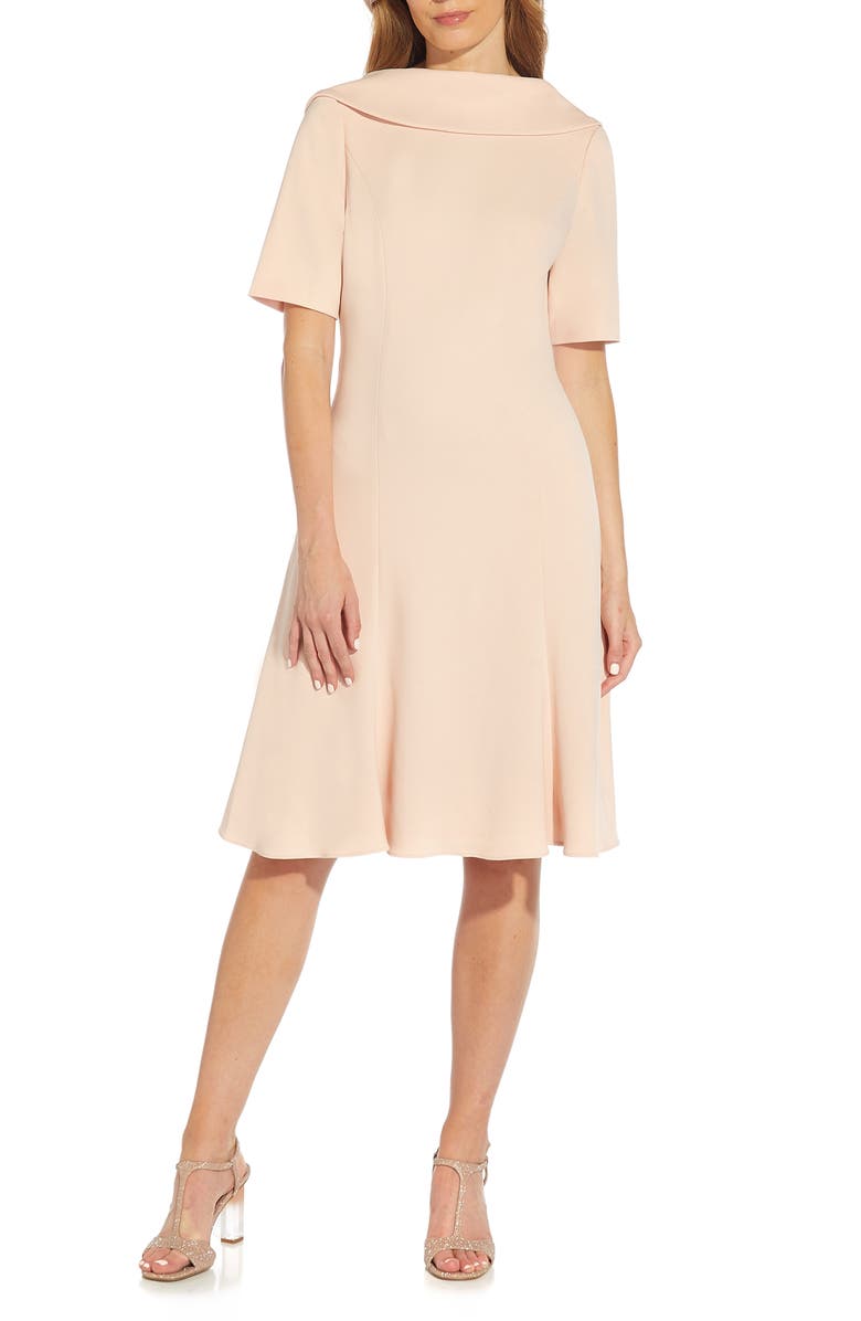 Adrianna Papell Roll Neck Crepe Dress, Main, color, 