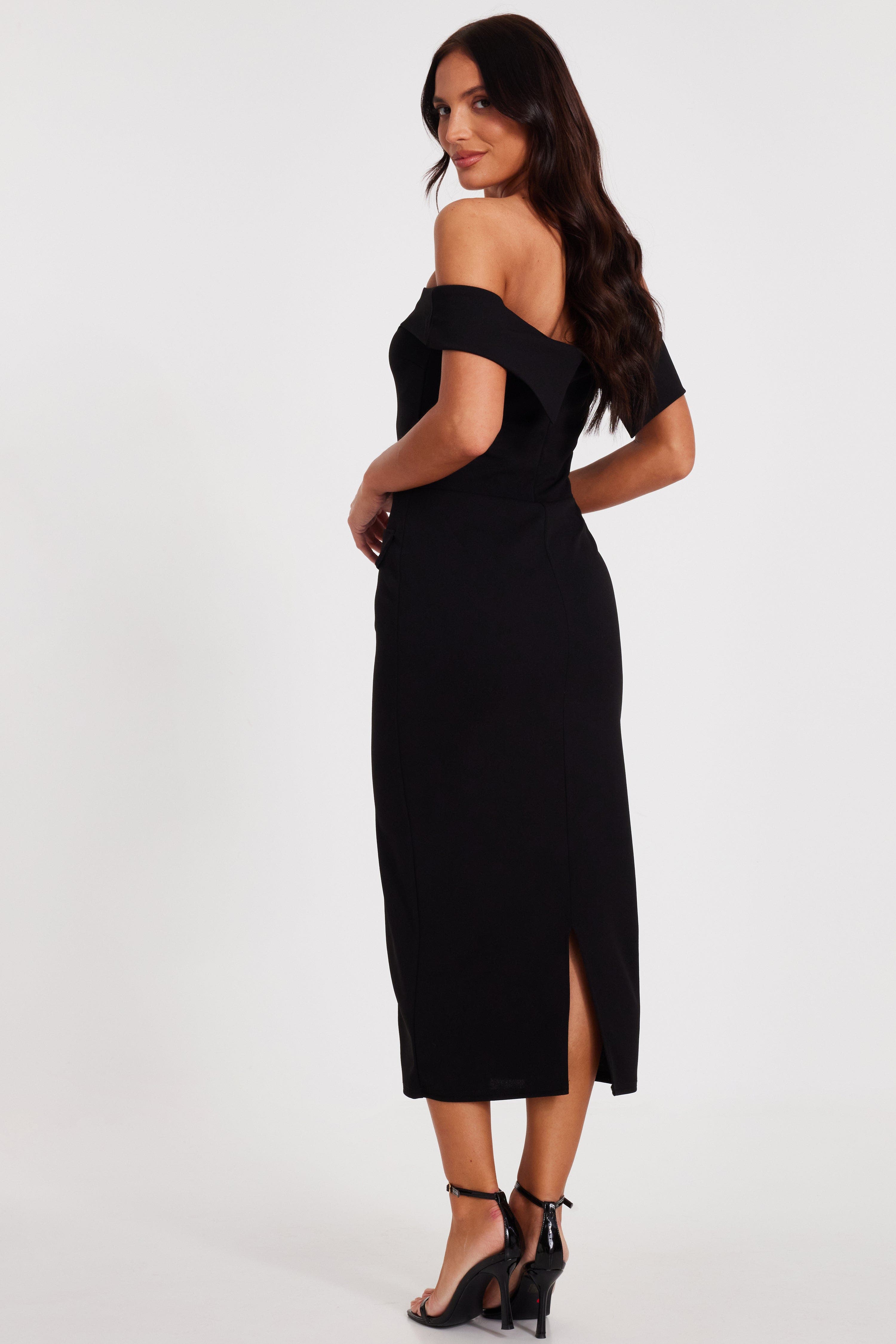 QUIZ Scuba Crepe Bardot Maxi Dress (Women) | Nordstrom