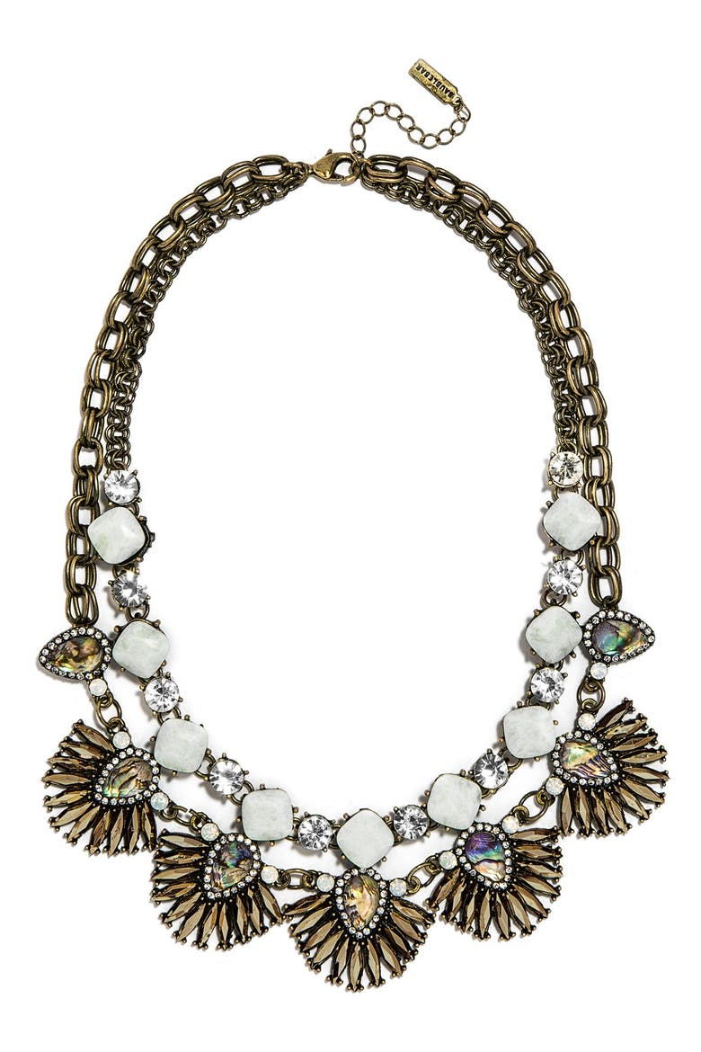'Anemone' Sea Glass Bib Necklace, Main, color, MINT/ ANTIQUE GOLD