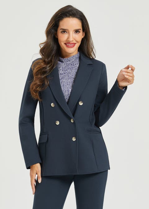 Double Breasted Blazer Stretch Ponte