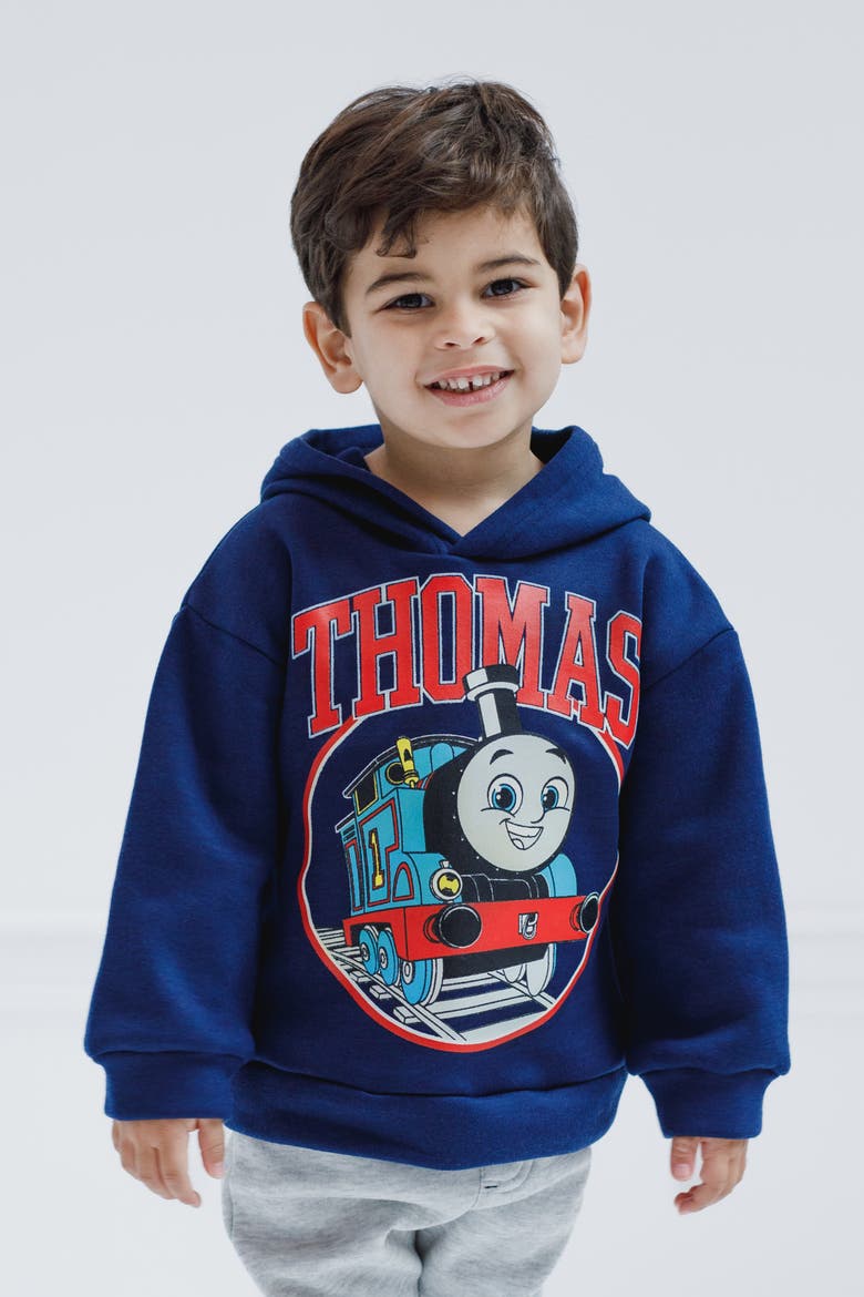Fleece Hoodie and Pants Set, Alternate, color, Thomas Navy Grey