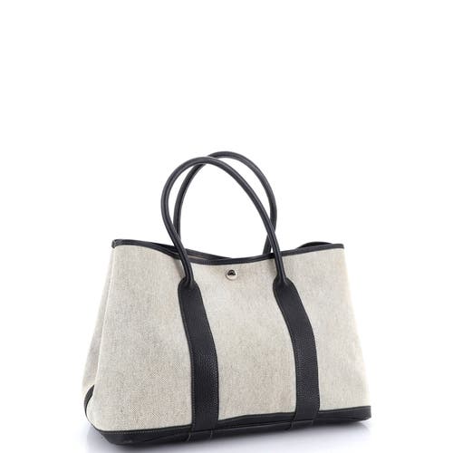 Pre-owned Hermes  Hermes Garden Party Tote Toile And Leather 36 In Blue