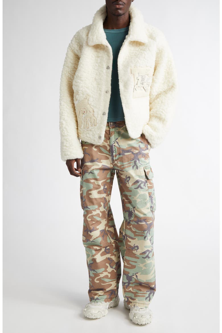 Gender Inclusive California Camo Distressed Cargo Pants, Alternate, color, GREEN CAMO