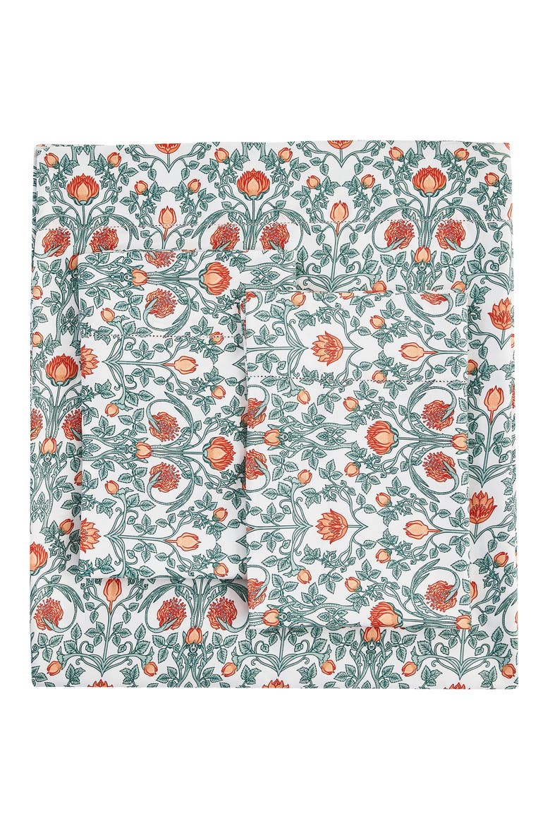 Floral 400 Thread Count Cotton Sheet Set, Main, color, ORANGE