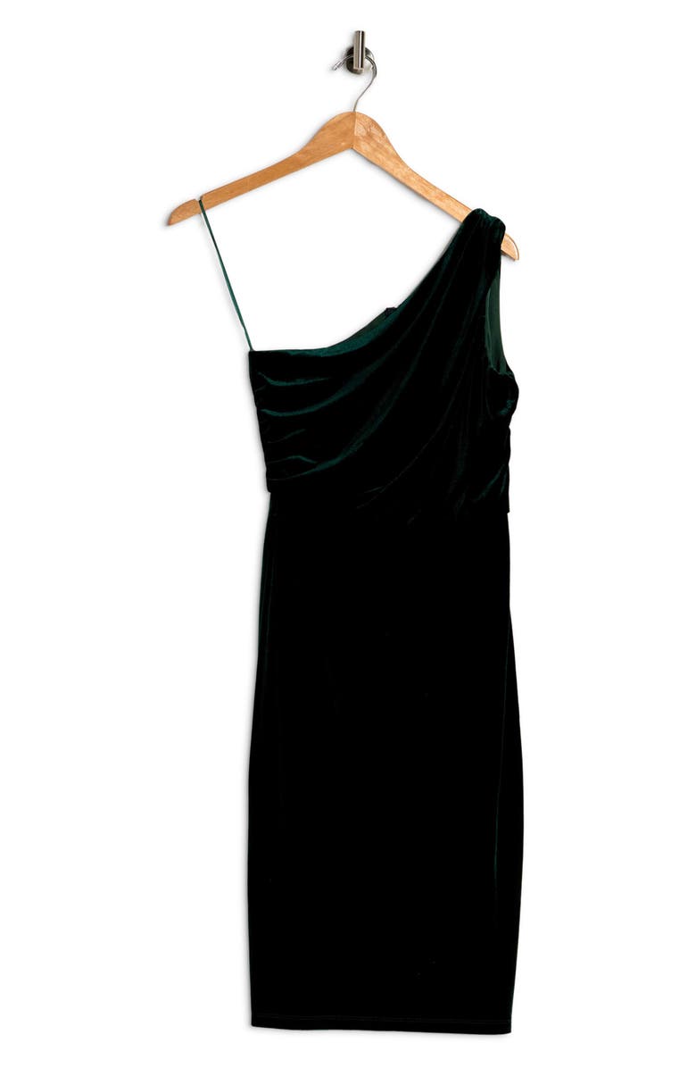 Love By Design Laura One Shoulder Velvet Sheath Dress, Alternate, color, Emerald Green