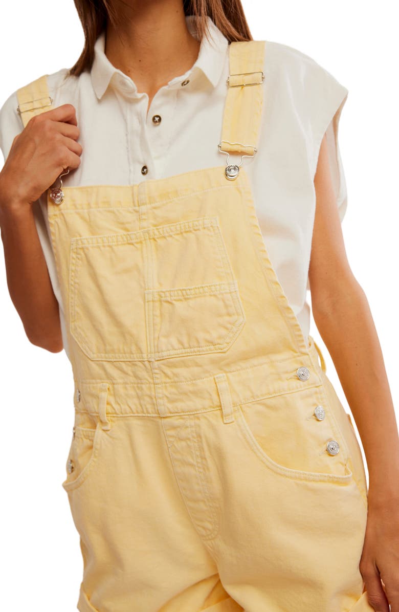 Free People Ziggy Shortalls, Alternate, color, Lemon Drop