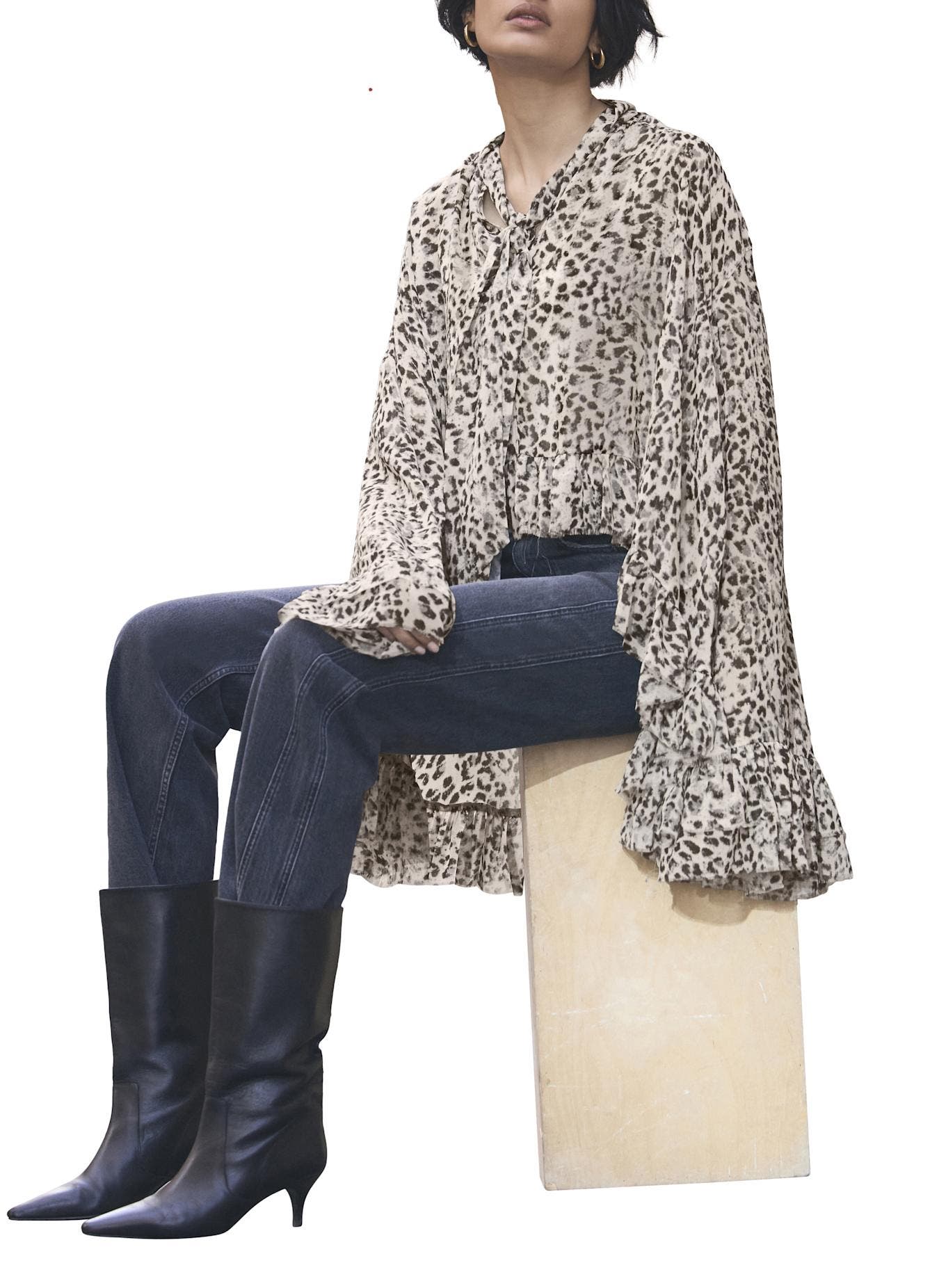 Leopard Print Ruffle Blouse - image 2
