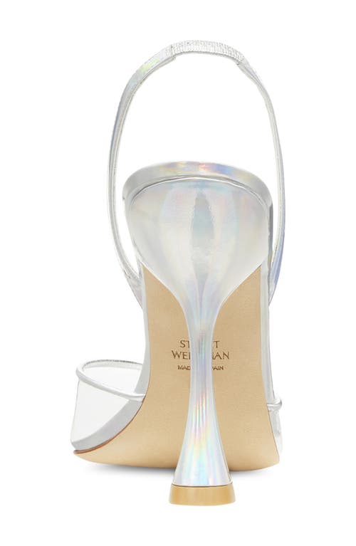 Stuart Weitzman Xcurve Iridescent Halter Slingback Pumps In Silver/clear