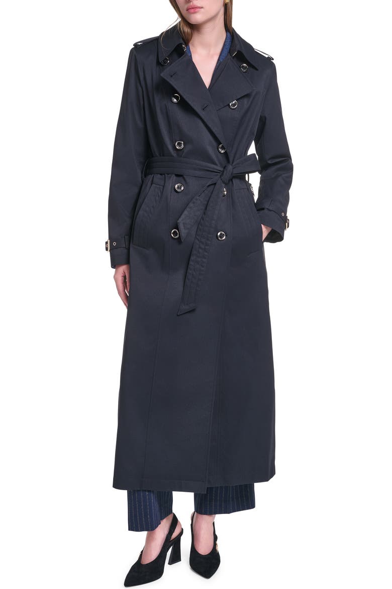 Belted Trench Coat, Main, color, BLACK