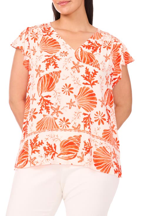 Printed V-Neck Top (Plus)