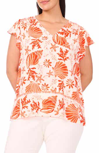 Vince Camuto Printed V-Neck Top