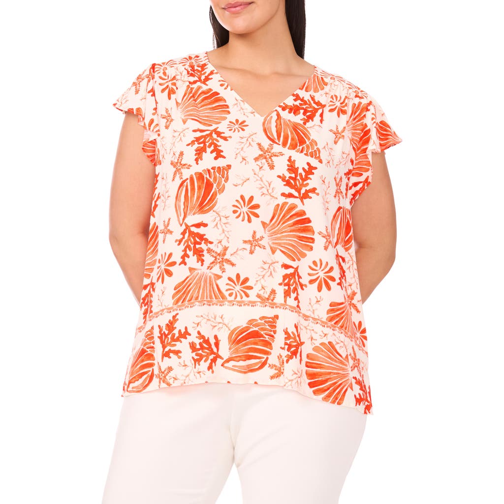 Vince Camuto Flutter Sleeve Challis Top