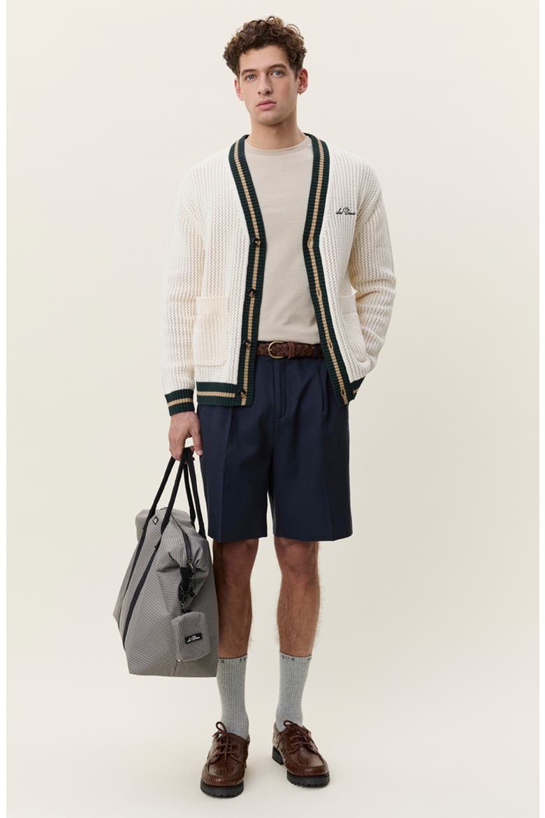 Lace Stitch Cotton Cardigan, Alternate, color, EGGNOG WHITE