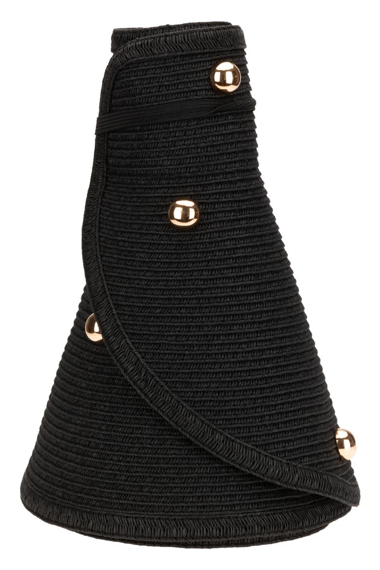Bead Accent Packable Wide Brim Visor, Alternate, color, BLACK