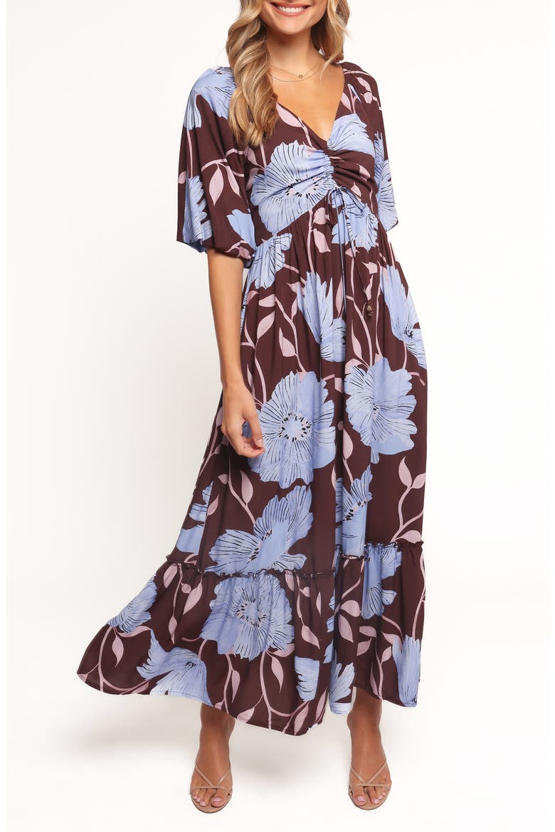 Annabella Poppy Maxi Dress, Main, color, BLUE POPPIES
