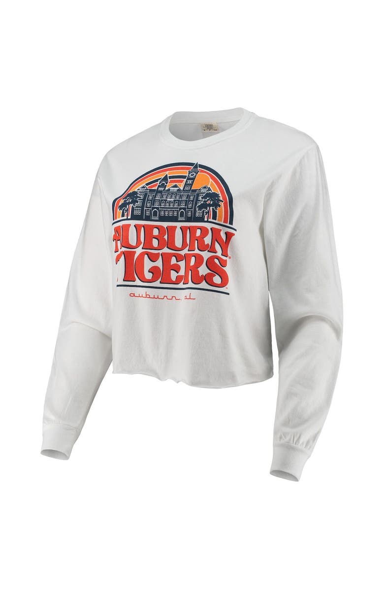 IMAGE ONE Women's White Auburn Tigers Retro Campus Crop Long Sleeve T-Shirt, Alternate, color, 