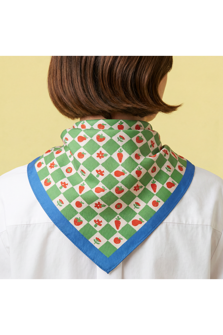 Checkers Cotton Bandana, Alternate, color, Green