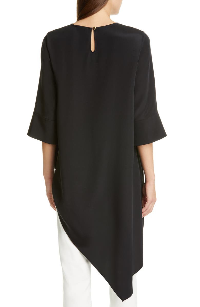 St. John Collection Asymmetrical Silk Crêpe de Chine Top, Alternate, color,