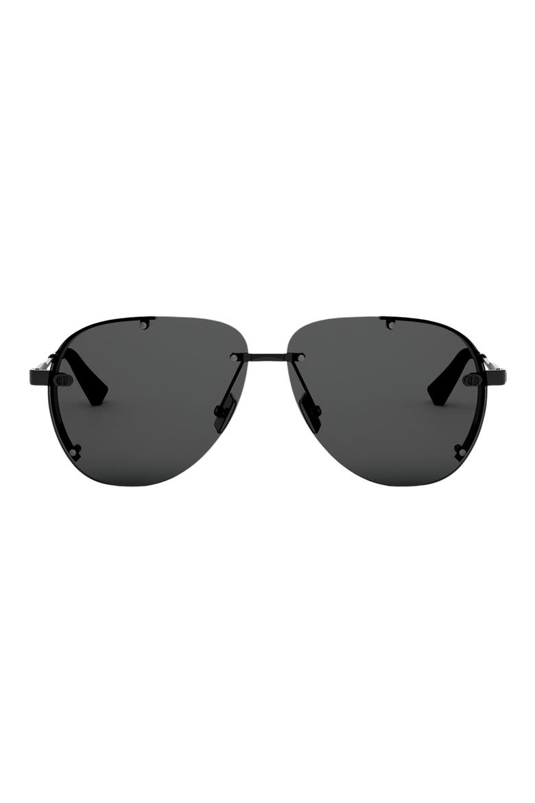 NeoDior A1U 61 Pilot Sunglasses, Main, color, SHINY BLACK / SMOKE