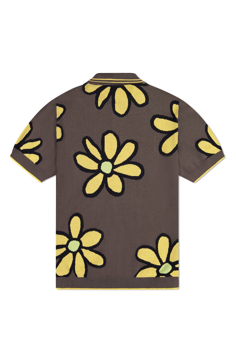 WeSC Daisy Intarsia Cotton Short Sleeve Shirt, Alternate, color, Mud