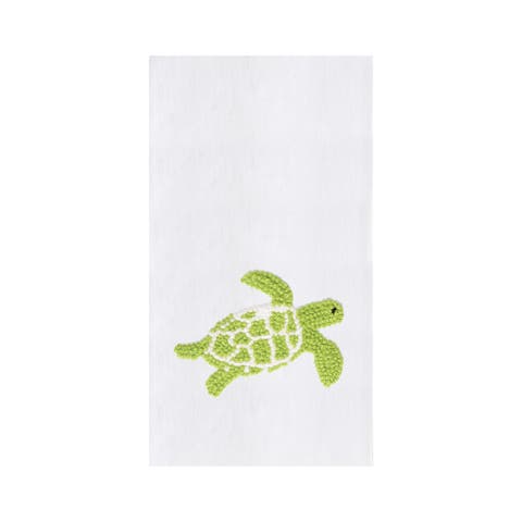 Green Turtle French Knot Flour Sack Kitchen Towel