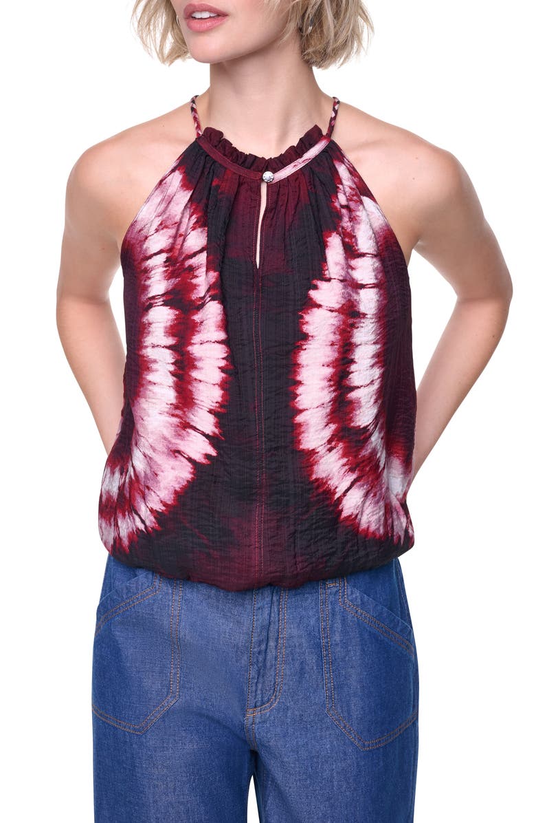 DKNY Tie Dye Bubble Hem Sleeveless Shirt, Main, color, Firework Tiedye