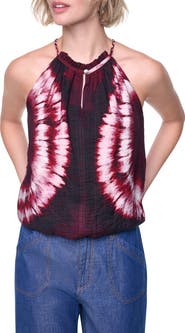 DKNY Tie Dye Bubble Hem Sleeveless Shirt