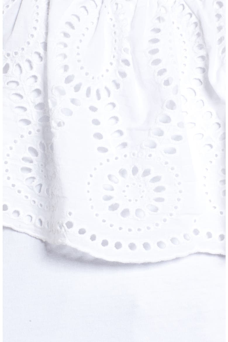 Eyelet Ruffle Off the Shoulder Top, Alternate, color, WHITE