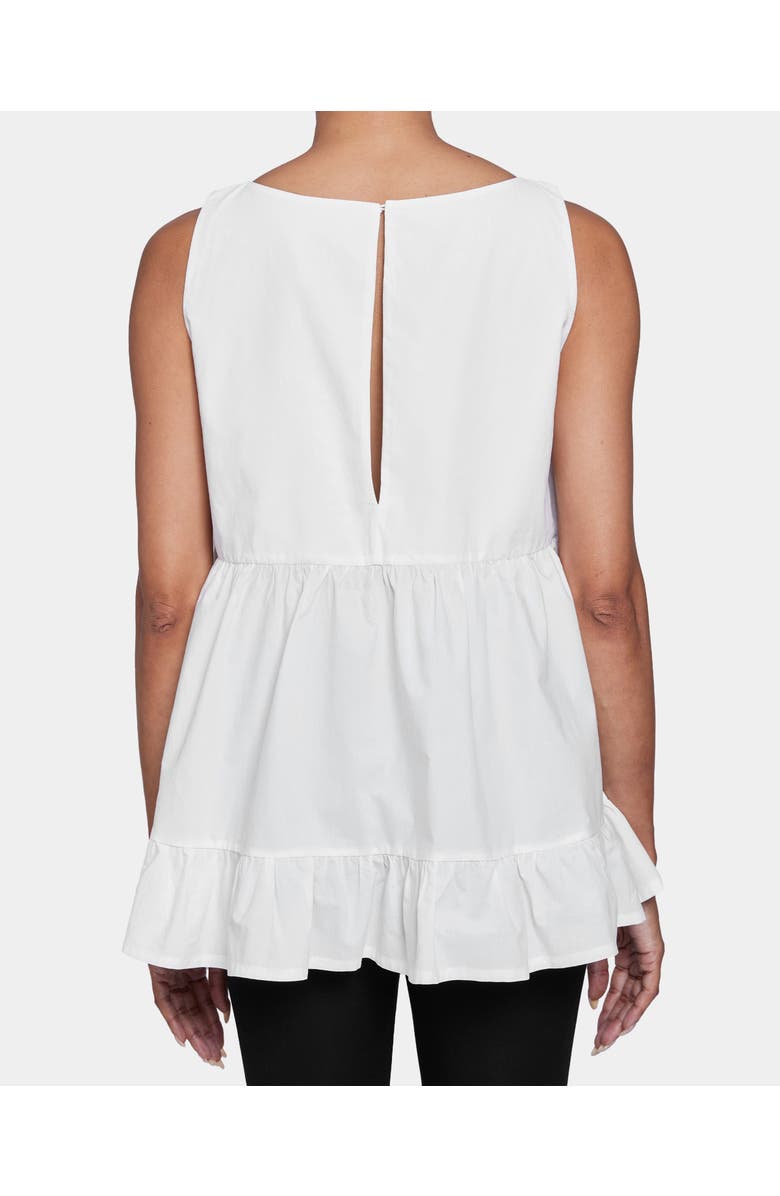 Santorelli JOY Sleeveless Ruffle Top in Cotton Poplin, Alternate, color, White