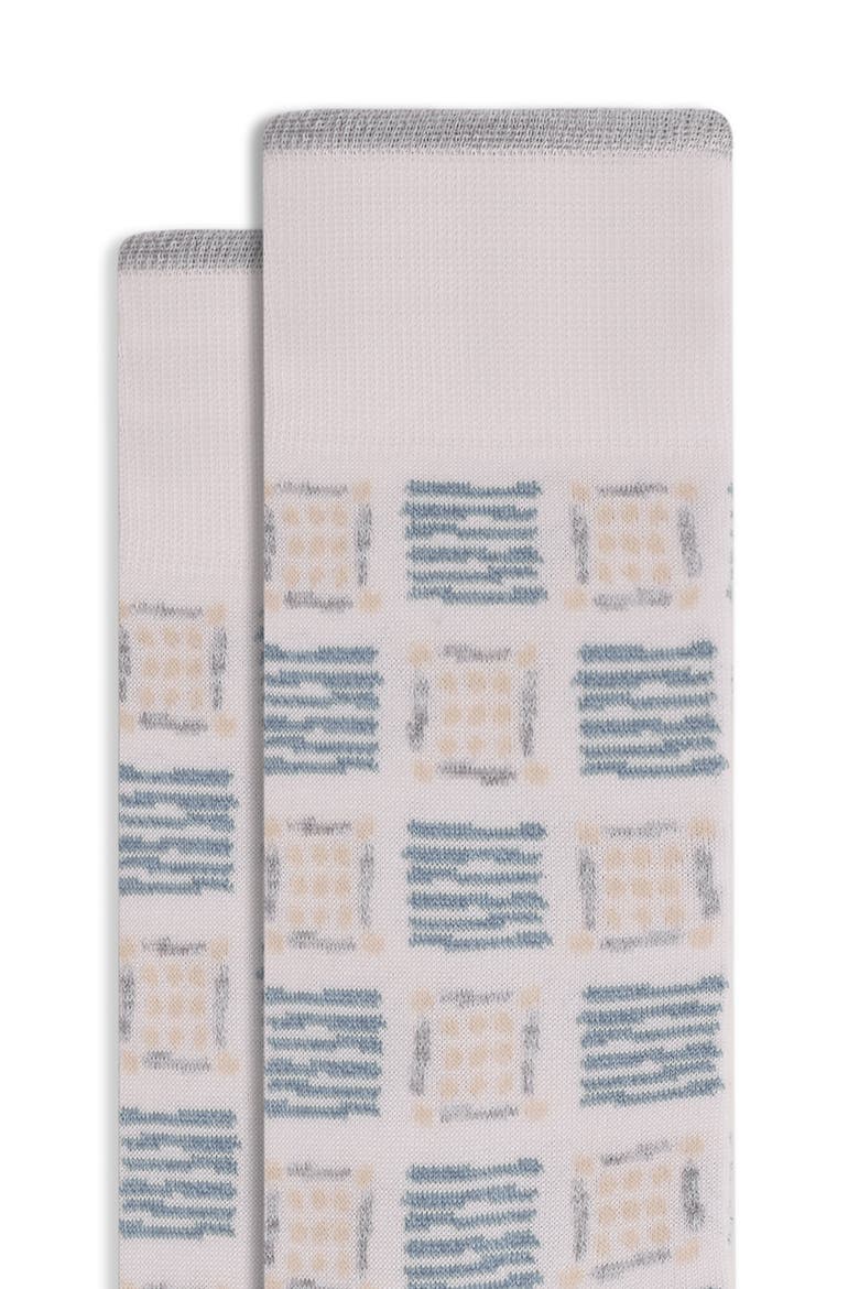 Check Cotton Blend Dress Socks, Alternate, color, STONE