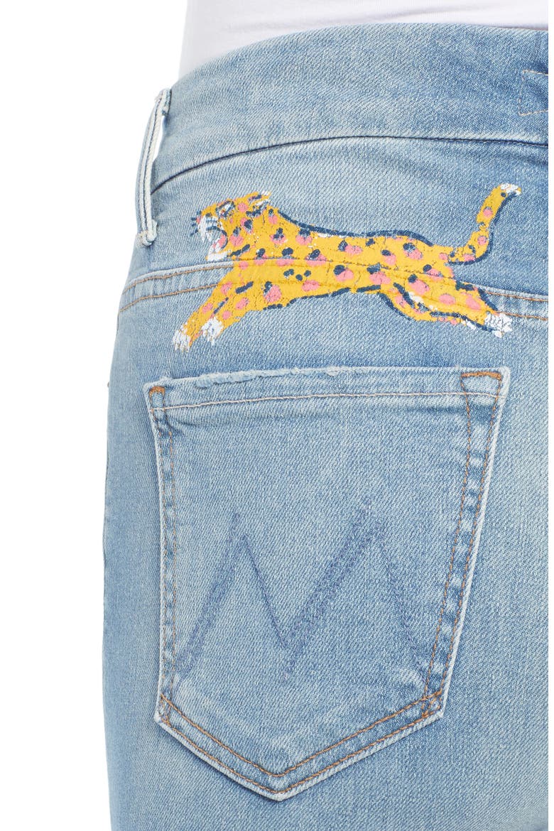 The Looker High Waist Fray Ankle Skinny Jeans, Alternate, color, LEOPARD