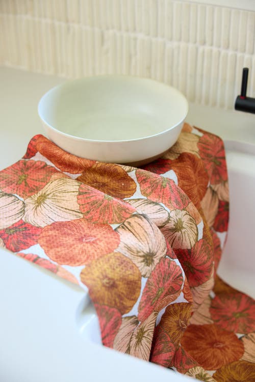 Geometry Kitchen Tea Towel Set In Orange