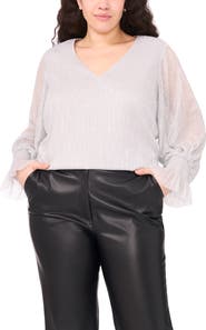 Vince Camuto Metallic V-Neck Top