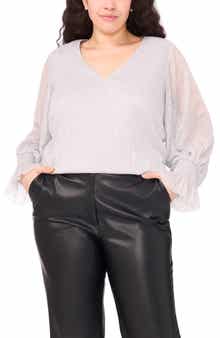 Vince Camuto Metallic V-Neck Top