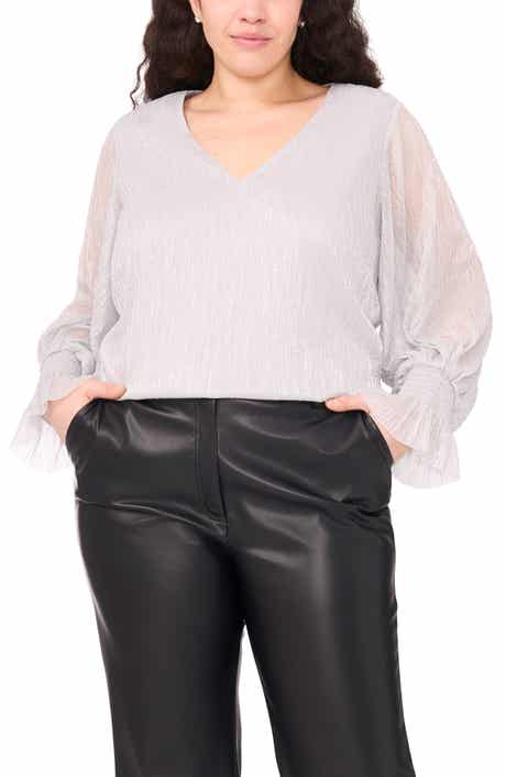 Vince Camuto Metallic V-Neck Top