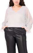 Vince Camuto Metallic V-Neck Top