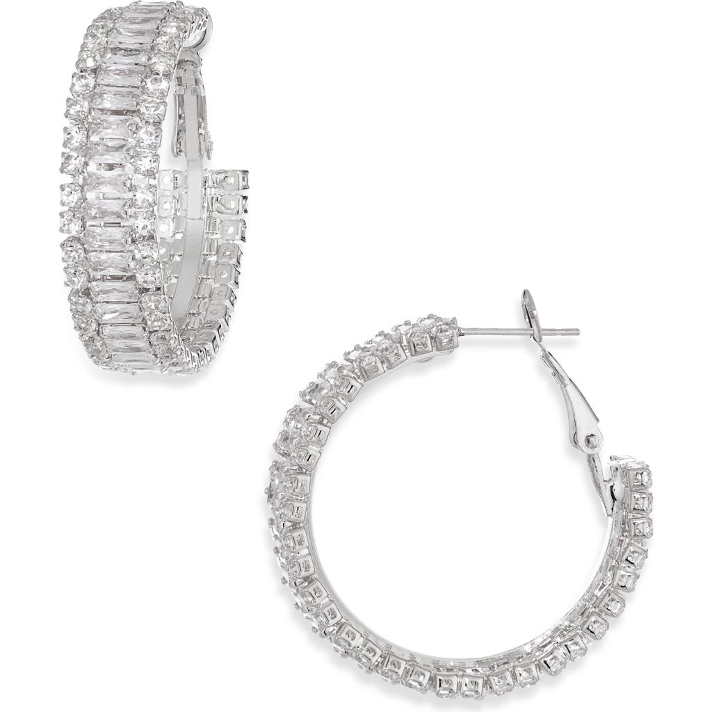 Tasha 30mm Crystal Hoop Earrings In Silver/crystal
