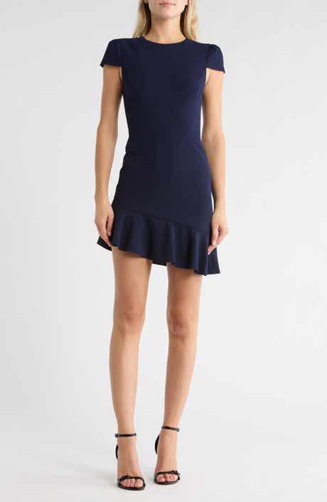 Alice + Olivia Fable Cap Sleeve Asymmetric Ruffle Dress