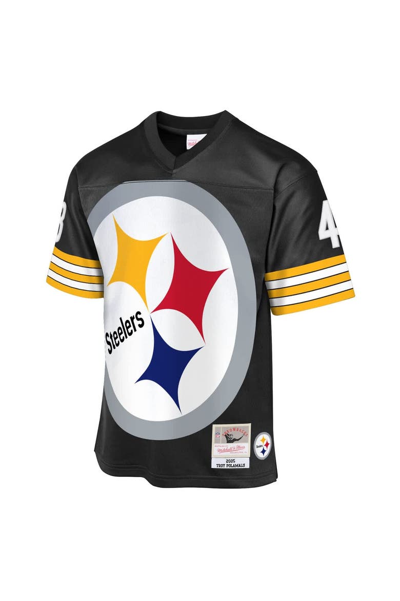 Youth Mitchell & Ness Troy Polamalu Black Pittsburgh Steelers 2005 Throwback Fashion Jersey, Alternate, color, Black
