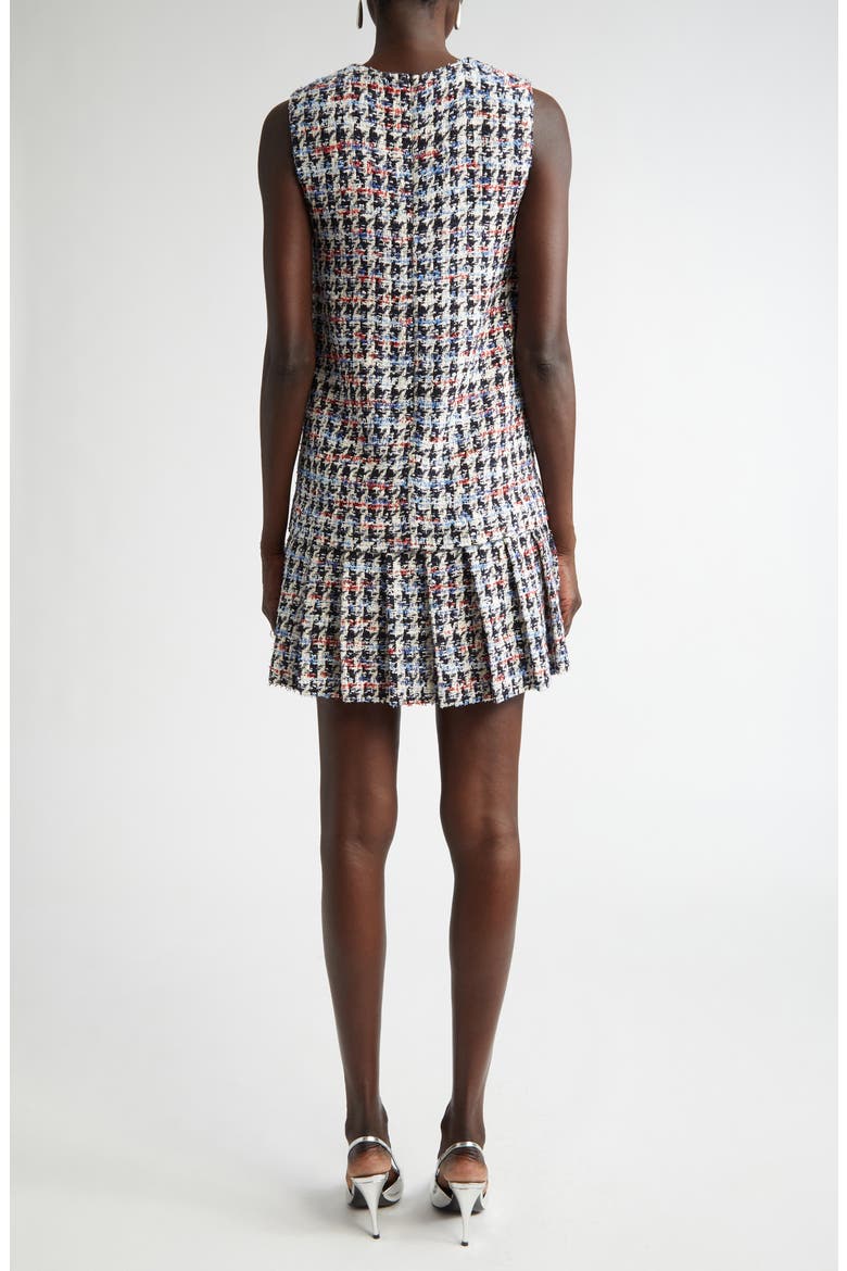 Americana Houndstooth Pleated Tweed Shift Dress, Alternate, color, AMERICANA MULTI