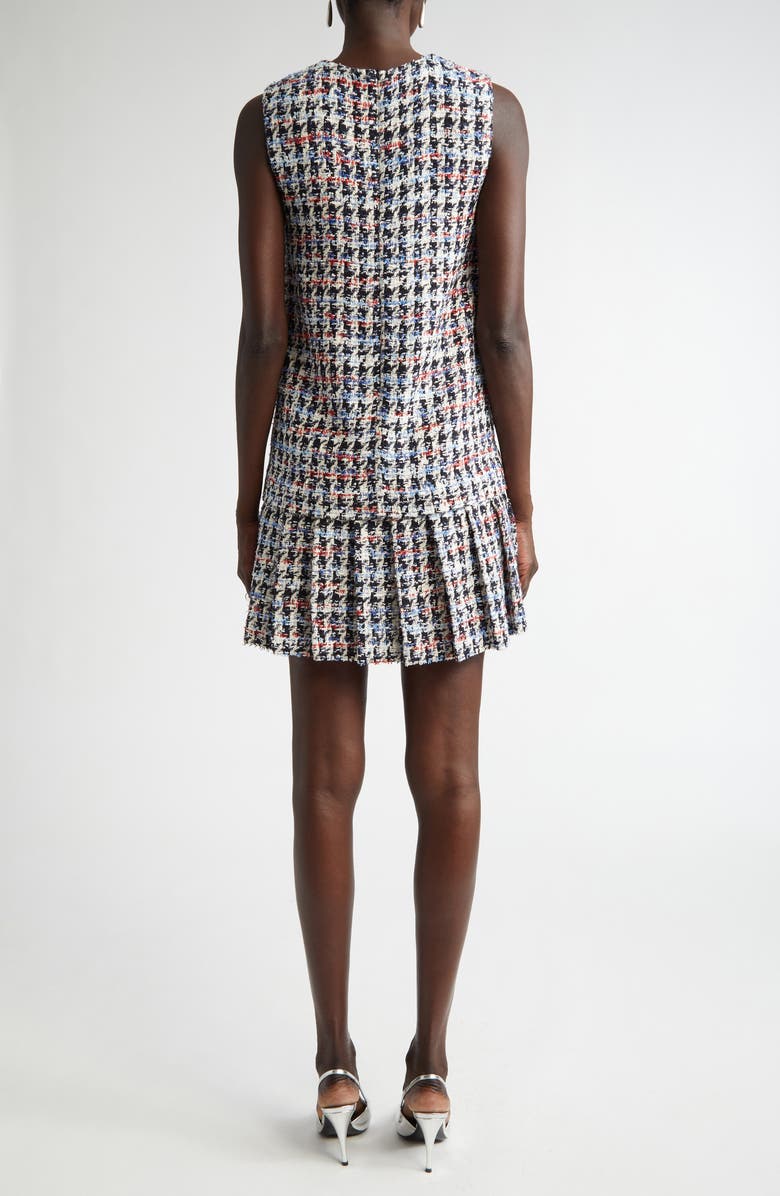 ST. JOHN Americana Houndstooth Pleated Tweed Shift Dress, Alternate, color, Americana Multi