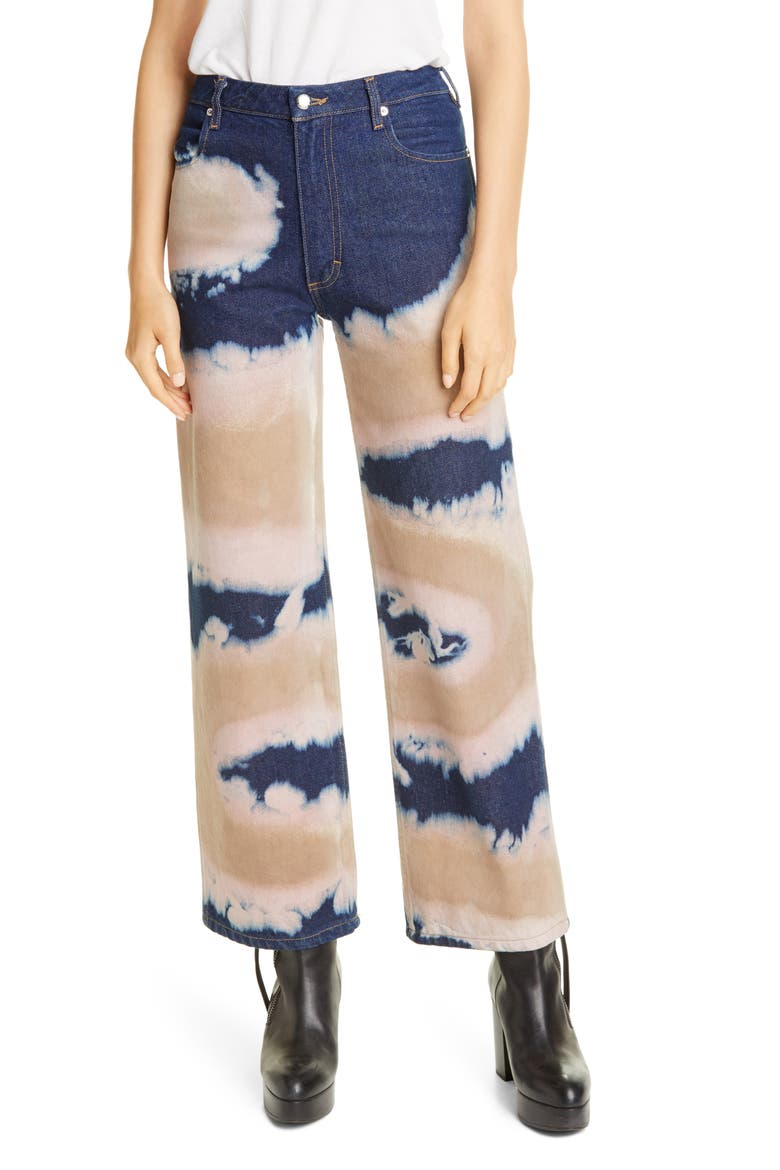 Dyed Wide Leg Jeans, Main, color, BLUE CHEMTRAIL