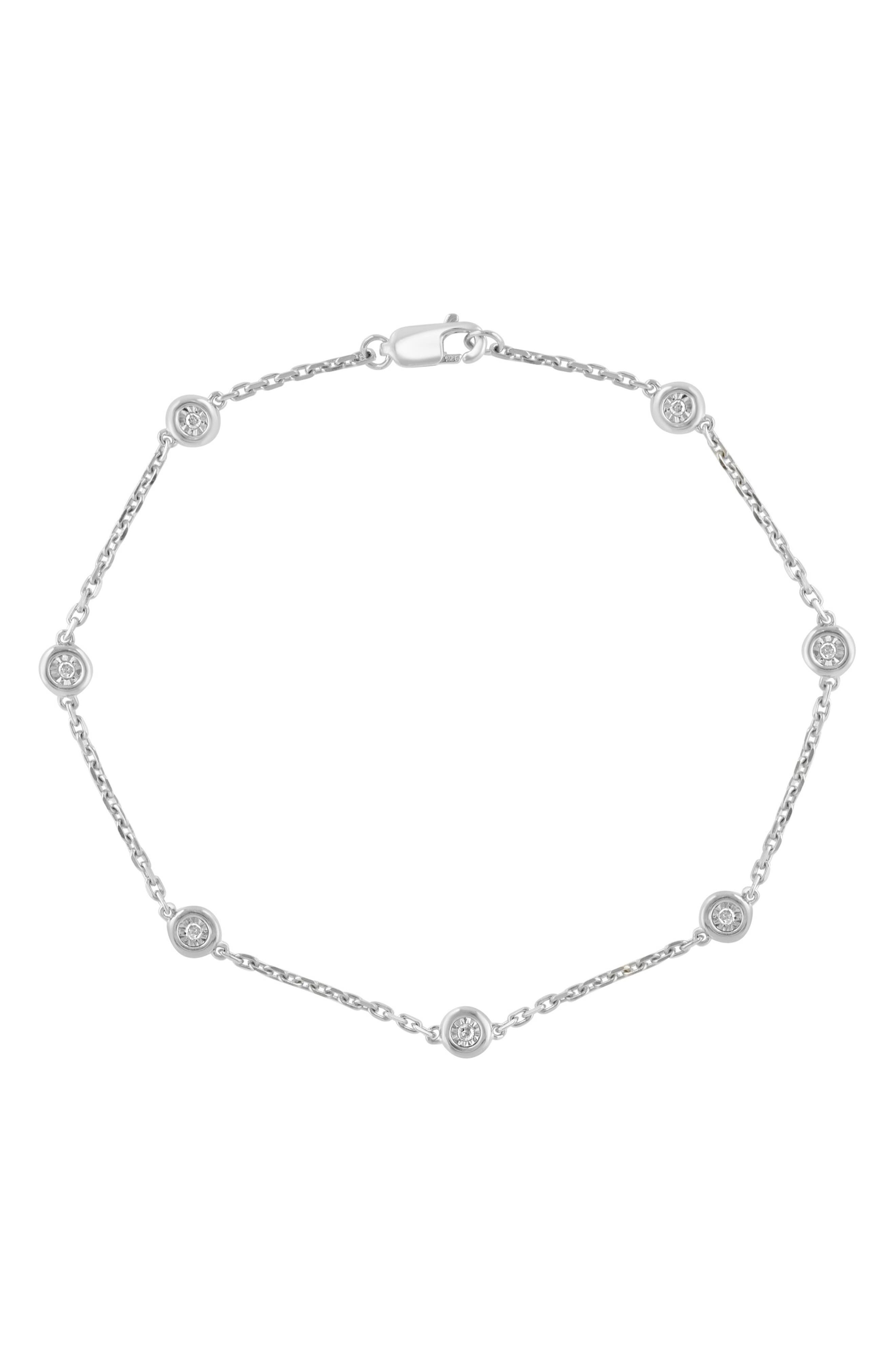 EFFY Sterling Silver Bezel Set Diamond Chain Bracelet - 0.07 ctw.