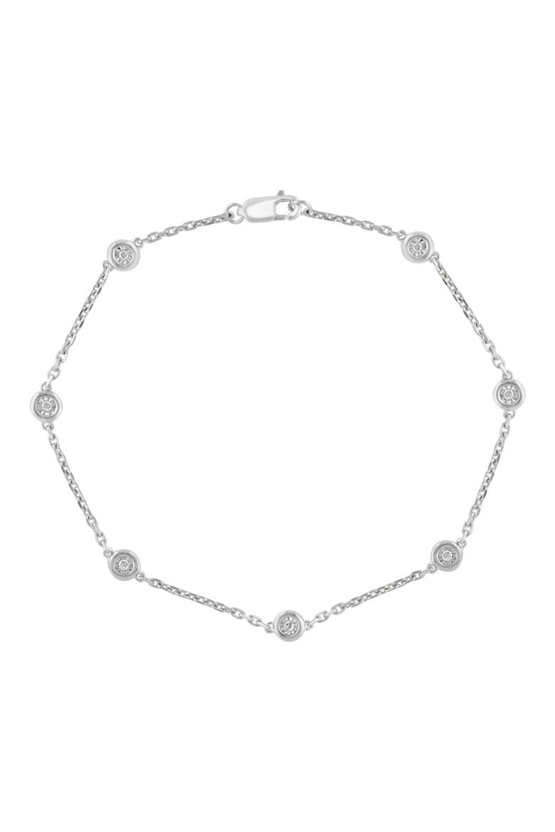 Sterling Silver Bezel Set Diamond Chain Bracelet - 0.07 ctw., Main, color, SILVER