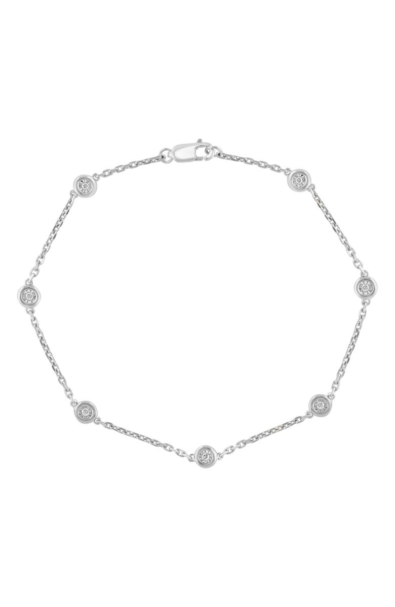 EFFY Sterling Silver Bezel Set Diamond Chain Bracelet - 0.07 ctw., Main, color, Silver