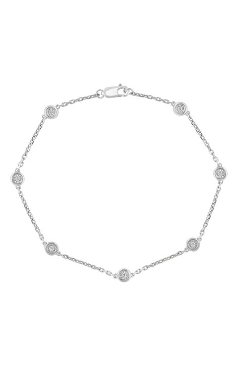 Sterling Silver Bezel Set Diamond Chain Bracelet - 0.07 ctw.