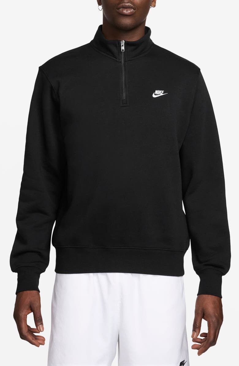 Nike Club Half Zip Pullover, Main, color, Black/ White