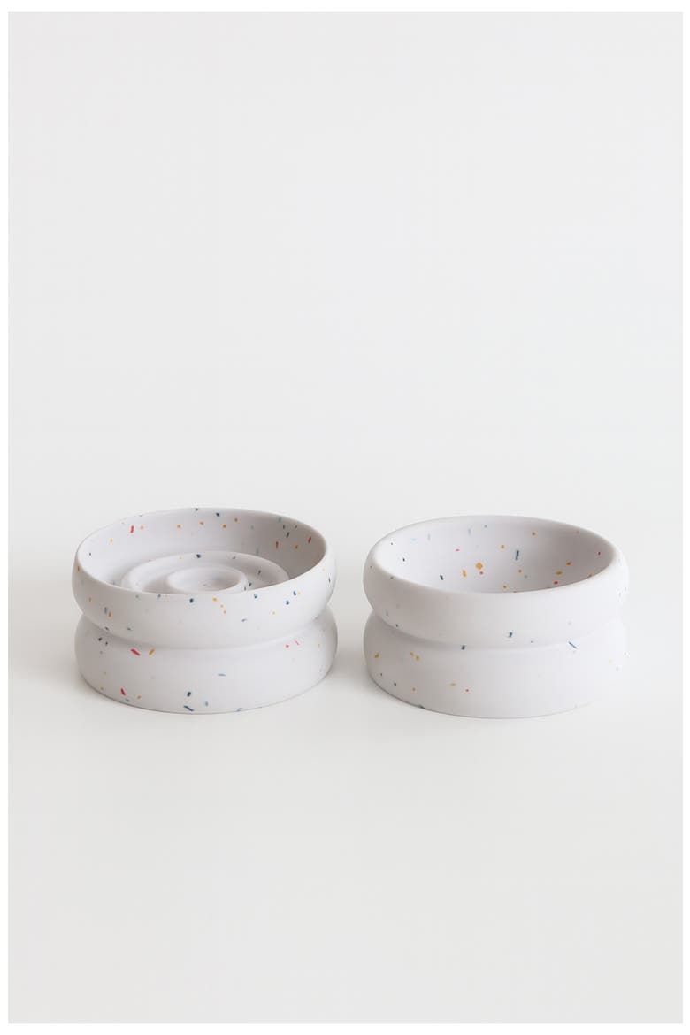 Halo Tempo Slow Feeder Pet Bowl, Alternate, color, WHITE SPECKLED